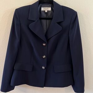 Jones Studio Blazer Navy Blue Size 12 Button Closure Fully Lined